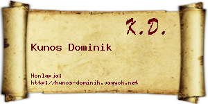 Kunos Dominik névjegykártya